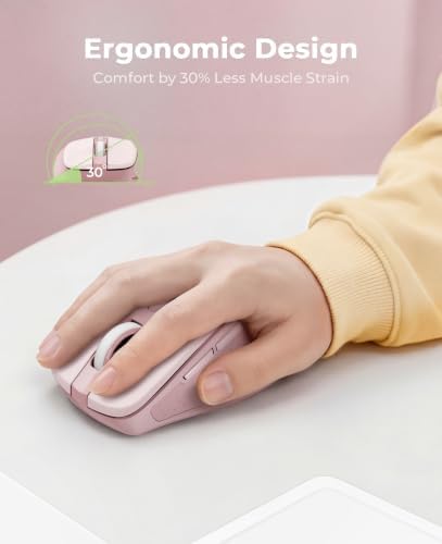 Redragon Wireless Mouse for Laptop, Bluetooth Mouse (BT5.0/3.0&2.4G) with 5 Level 4000DPI, Silent Cordless Computer Mice 6 Buttons,18 Months Battery,Compatible with PC, Laptop, Desktop-Pink - Image 3