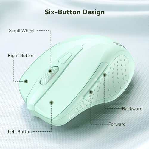 TECKNET Wireless Mouse, 2.4G Ergonomic Computer Mouse, 2600 DPI, Green - Image 5