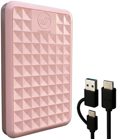 Facet 500GB External Hard Drive Portable USB-C/USB 3.1 Plug & Play Ultra- Slim HDD Hard Drive for Backup, Gaming, PC, Mac, Laptop, PS4, Xbox, Smart TV (Pink) by ModusTech
