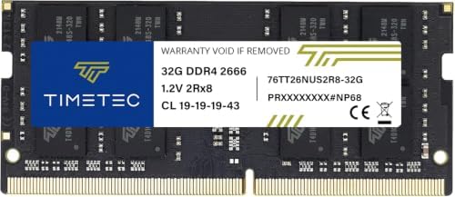 Timetec 32GB DDR4 2666MHz (PC4-2666V) PC4-21300 SODIMM Laptop RAM – 260-Pin 1.2V CL19 Non-ECC Unbuffered Memory Module for Laptop, Notebook, Mini PC, All-in-One by Timetec
