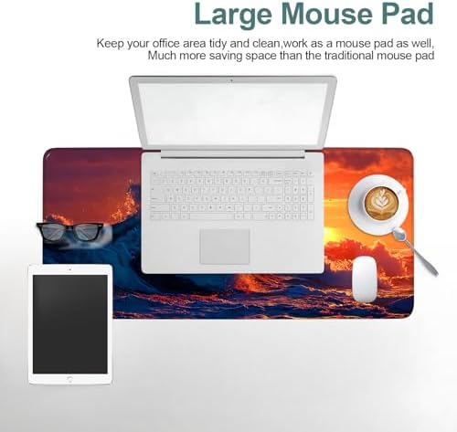 Sunset Waves Gaming Mouse Pad 31.5"x11.8" Large Extended Pad Desk Mat Anti-Slip Rubber Base & Durable Stitched Edges for Gamers Smooth Mouse Pad Writing Surface for Desk Office/Home - Image 7