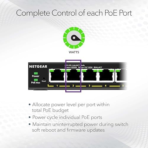 NETGEAR 5 Port PoE Gigabit Ethernet Easy Smart Managed Switch (GS305EP) - Image 4