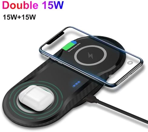 2 Pack Dual 15W Wireless Charger for Multiple Devices, 30W Fast Wireless Charging Pad/Mat for Apple iPhone, for AirPods, for Samsung Phone, for Google Pixel, and All Qi-Enabled Devices (Black-2Pack) - Image 3