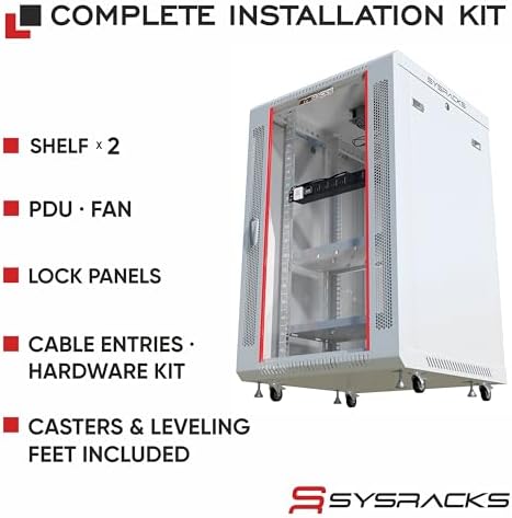 18U Wall Mount Server Rack Cabinet 24” Deep, 19” Network & AV Enclosure for Home Lab with Fan, PDU, 2 Shelves, Locking Glass Door - Image 4