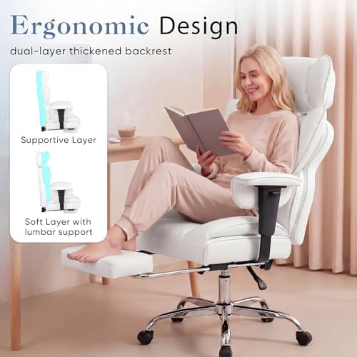 DUMOS Big and Tall Home Office Desk Chair, Executive Chair with Footrest - Image 6