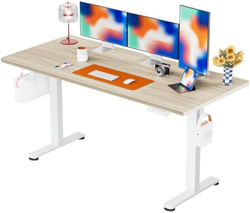 ErGear Height Adjustable Electric Standing Desk, 55 x 28 Inches Sit Stand up Desk, Memory Computer Home Office Desk, Natural by ErGear