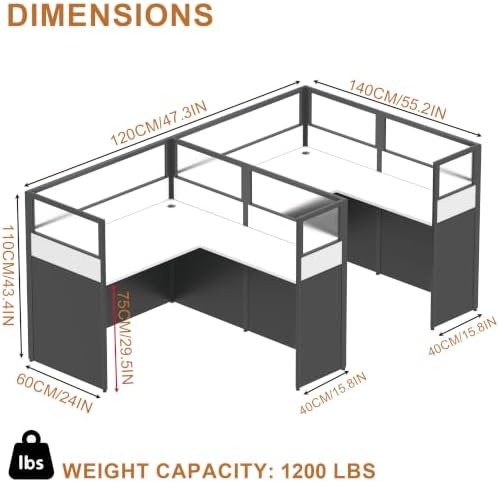 Nykto Office CubicleDesk with Mute Privacy Panels (A2 Person-S, Black) - Image 2