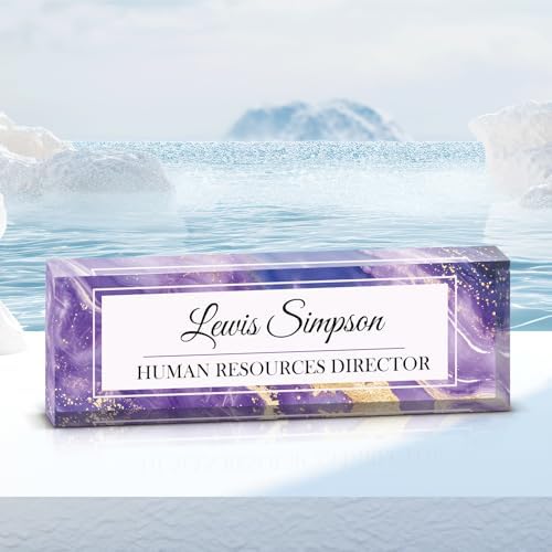 Custom Name Plate for Desk, Office Desk Double sided pattern Name Plate Personalized Office Desk Decor for Women and Men, Teacher Nurse Boss Employee Appreciation Gifts (Purple marble, customization) - Image 7