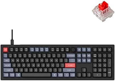 Keychron V6 Wired Custom Mechanical Keyboard Knob Version, Full-Size QMK/VIA Programmable Macro with Hot-swappable Keychron K Pro Red Switch Compatible with Mac Windows Linux Black (Non-Transparent) by Keychron