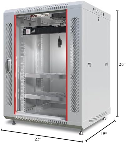 Sysracks 15U Gray Wall Rack Mount Server 19" Deep Network Cabinet, Server Rack with Fan, Removable Side Panels, Locking Glass Door 24" Computer Cabinet Enclosure Network Rack Case 15.600 - Image 7