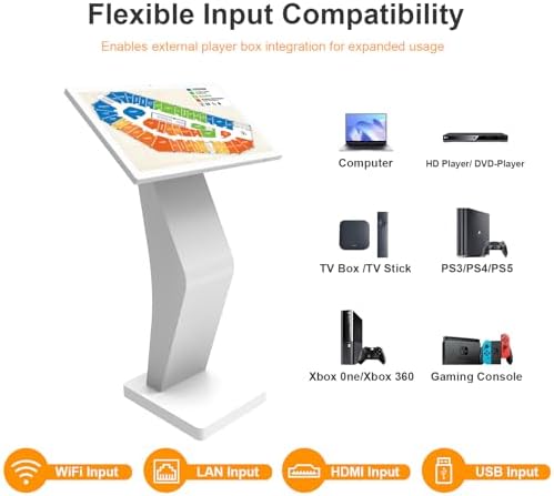 27 Inch Touch Screen Kiosk, 10pt PCAP Touch Screen Digital Signage, Plug&Play K-Style Indoor Digital Signage, Interactive LCD Display Signage, CMS/U-Disk Publish Content, Split Screen, Android 11 - Image 6
