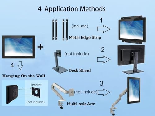 23.8 Inch 10 Points PCAP Open Frame Touch Screen LCD Display Monitors 1920x1080 VESA Mount & Open Bracket Installation wall Mount Desktop for Kiosk Automation POS Vending - Image 5