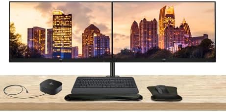 HP Series 3 Pro 24-inch 324pf FHD1080 LCD Monitor, 2-Pack Bundled with Desk Mount Stand, USB-C Multiport G5 Dock, MK650 Wireless Keyboard & Mouse, Gel Mouse & Wrist Pad by HP