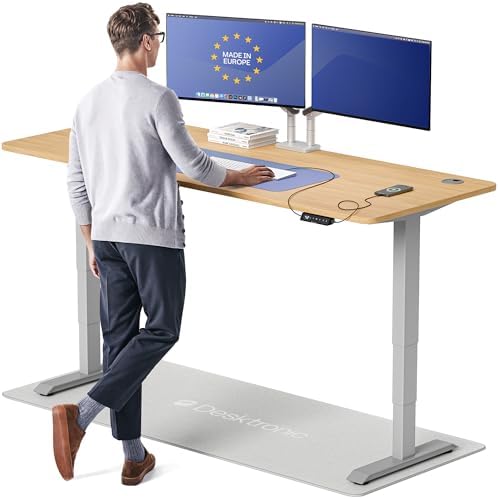 Desktronic HomePro Standing Desk 80x30 — Made in Europe, Ergonomic Sit Stand Home Office Desk, Electric Height Adjustable, Dual Motor, USB & USB-C Charging, Wobble-Free, Touchscreen, 3 Memory Presets by Desktronic