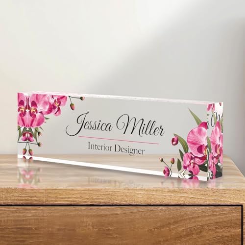 Personalized Acrylic Office Desk Name Plate with Name and Title Printing by nyareka