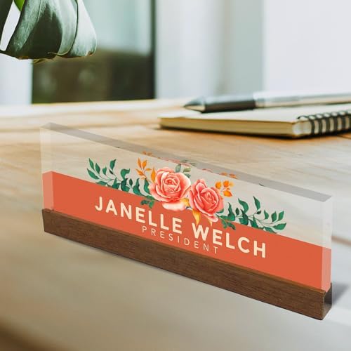 ARTBLOX Personalized Acrylic Desk Name Plate with Business Card Holder - Image 2