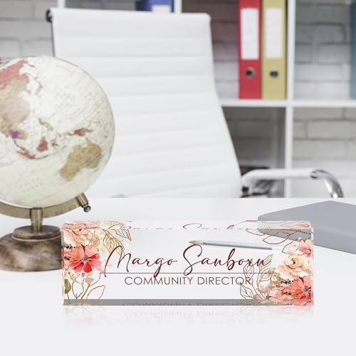 Custom Name Plate for Desk Desk Name Plate Personalized, Office Desk Decor for Women & Men, Employee Appreciation Gifts The Office Gifts for Boss, Manager, Teacher, Nurse, Lawyer, Flower 5 - Image 2