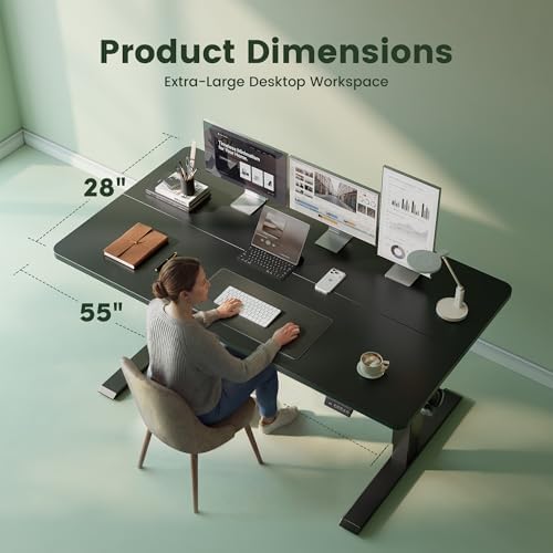 CubiCubi 55 x 28 Large Electric Standing Desk, Height Adjustable, Black - Image 3