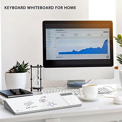TOWON Glass Desk Whiteboard with Calculator 18x6 in, Desk Organizer, White - Image 6