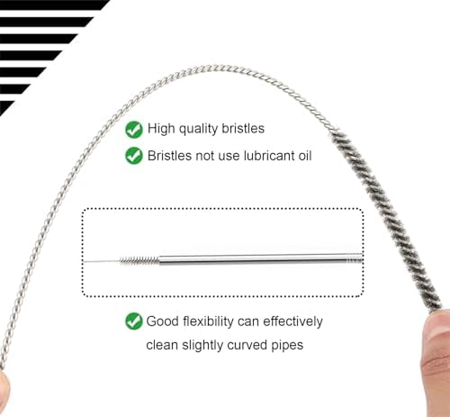 12 Inch Pipe Cleaning Brush Set with Stainless Steel Bristles, Steel Wire Tube Brush Kit for Auto Parts Polishing, Machining, Bottles, Tubes, Etc.（13mm-5pcs） - Image 4