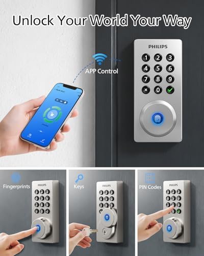 Philips Wi-Fi Smart Deadbolt Lock, Keyless Entry Door Locks for Front Door - Image 3