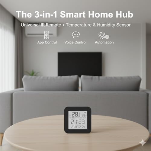 Universal WiFi IR Blaster Hub with Temp & Humidity Monitor (IR Only - No RF Blinds/Garages) - Smart Home Automation for AC, TV & Audio - Compatible with Smart Life Tuya Alexa Google - Image 2