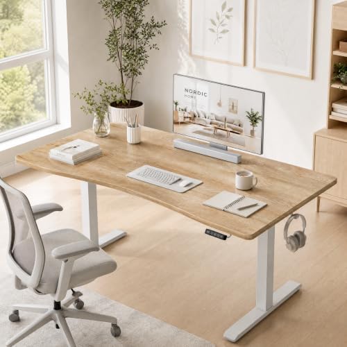 Grandder 63x32 Electric Standing Desk, Curved Oak Desktop - Image 2