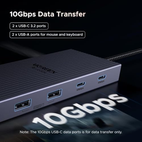 UGREEN USB C Docking Station Triple Monitor 4K, 12-in-1 Dock with 2xHDMI+DP - Image 5