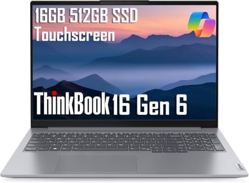 Lenovo ThinkBook 16 Gen 6 Touchscreen Business Laptop (16" FHD+, Intel Core i5-13420H, 16GB DDR5 RAM, 512GB SSD) Thunderbolt 4, Ethernet, Wi-Fi 6, Webcam, Win 11 Pro (Renewed) by Amazon+Renewed