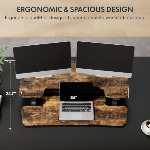 FLEXISPOT 36" Electric Standing Desk Converter, Rustic Color - Image 5