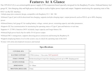 UPS HAT Compatible with Raspberry Pi 5 / 4B / 3B+, etc, 5V 6A Output - Image 3