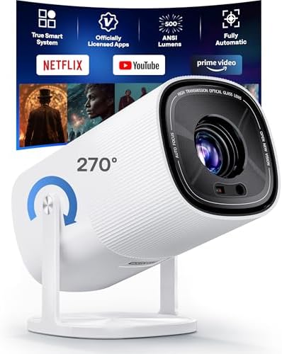 Mini Smart Projector with Officially-Licensed Apps 500 ANSI by Home
