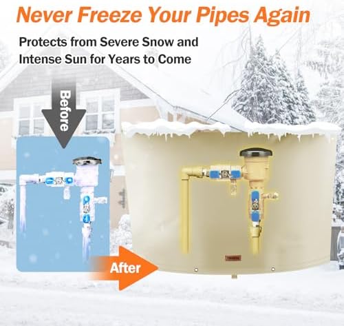 TOHONFOO Backflow Preventer Cover, Pipe Freeze Insulation, 32"Wx16"H, Beige - Image 3