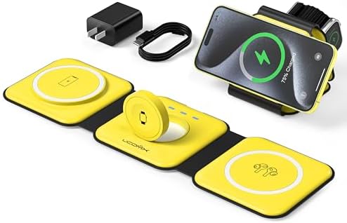 3 in 1 Charging Station for Multple Devices,Foldable 3 in 1 Wireless Charger for Travel,Nano Wireless Charging Station for iPhone16 15 14 13 12 Pro Max/Watch 10 9 8 7 6 5 4 3 Ultra/AirPod Pro by UCOMX