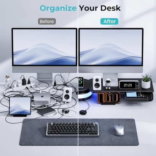 Dual Monitor Stand Riser with USB Hub, 15W Wireless Charging & RGB - Image 6