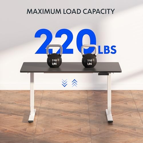 FLEXISPOT E6 3-Stage Dual Motor Electric Standing Desk 55 x 28 Sit Stand Up Desk, Holds 220 lbs, Adjustable Height w/Memory Presets, One-Piece Black Desktop & White Frame, Ships in 2 Boxes - Image 3