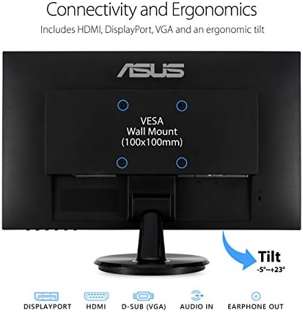 ASUS VA24DQ 24 Inch 1080P Computer Monitor, HDMI, DisplayPort, VGA, Speaker - Image 2