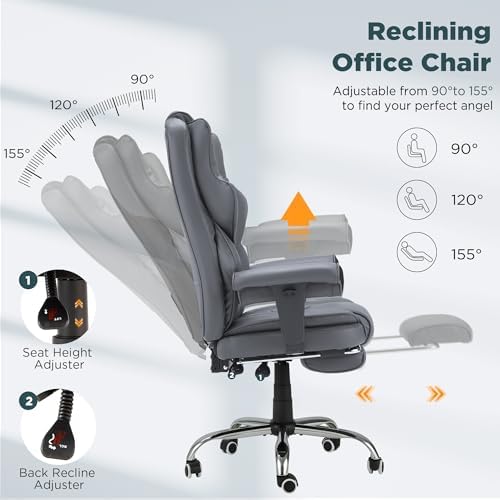 HOMREST Grey Ergonomic Office Chair - Image 6