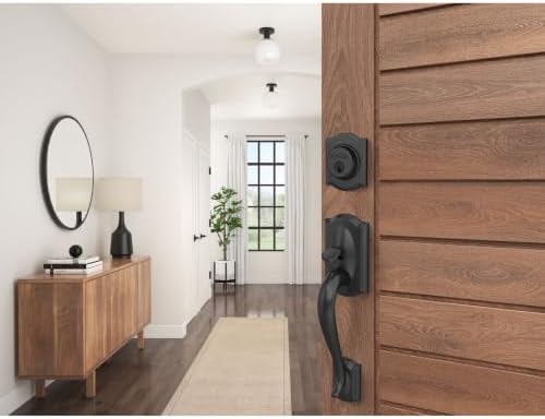 SCHLAGE Front Door Handleset, Right Hand Accent Lever, Matte Black - Image 5