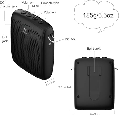 WinBridge Voice Amplifier with Bluetooth, Portable Speaker and Microphone - Image 5