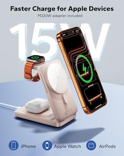 KPON Foldable 3in1 Charging Station for Magsafe, Travel Phone and Watch Charger for Apple Devices, Wireless Charging Dock for iPhone 17 16 15 14 13 12 Series/Apple Watch/Airpods - Image 2