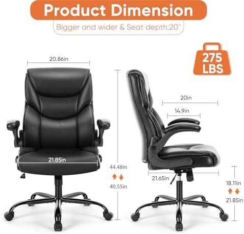 Sweetcrispy Computer Desk Chair, Lumbar Support Video Game Chair PU Leather - Image 3