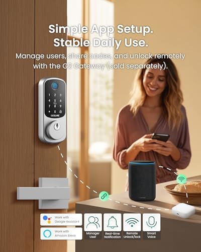 DESLOC B200 Fingerprint Smart Lock with 2 Lever Handles Set,Front Door Lock - Image 6