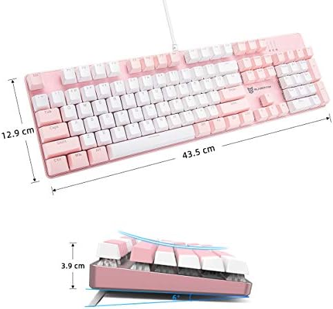 Merdia 104 Keys Full Size Mechanical Keyboard | Brown Switch, Pink & White Color 104 Keys US Layout Led Backlit Hot Swappable Wired Mechanical Light Up Pink Keyboard | Wired Gaming Computer Keyboards - Image 4