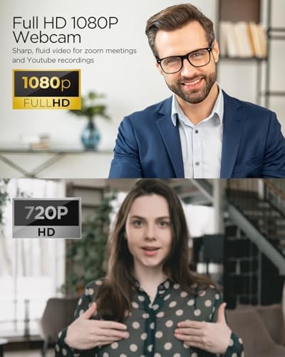 2PCS Webcam 1080P with Microphone & Privacy Cover for PC/Laptop, USB Computer Camera Plug & Play with Auto Light Correction for Video Calls, Live Streaming Gaming & Online Meetings - Image 3