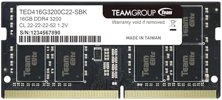 TEAMGROUP Elite DDR4 16GB Single 3200MHz PC4-25600 CL22 (2933MHz or 2666MHz) Unbuffered Non-ECC 1.2V SODIMM 260-Pin Laptop Memory Module Ram Upgrade -TED416G3200C22-S01 by TEAMGROUP