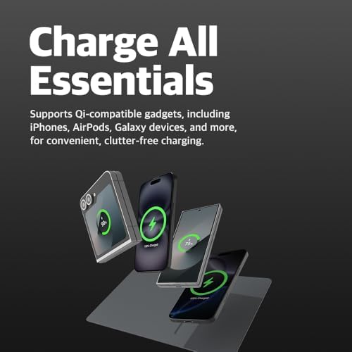 POUT H3 PRO Wireless Charging Mouse Pad – Qi-Enabled Fast Charger with Anti-Slip Base & Smooth Surface for Phones and Earbuds – Sleek Desk Accessory for Home & Office (Dust Gray) - Image 6