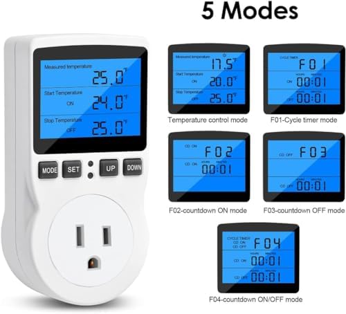 Diymore Digital Thermostat Controller - Plug-in Temperature Controller for RVs, Reptile Terrariums, and Greenhouses (1800W, -40°F to 248°F) - Image 6