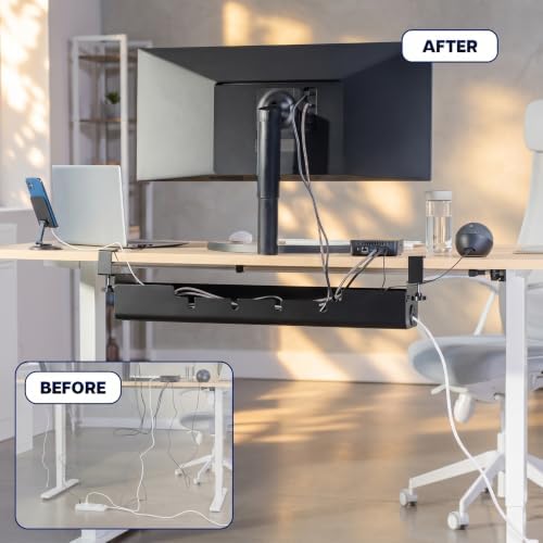 VIVO Black Clamp-On Flip-Open 35 in Cable Management Box, DESK-ACMB35-C - Image 2
