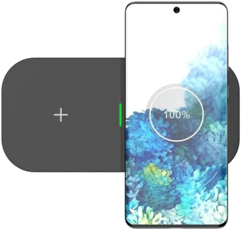 Dual Wireless Phone Charger for Dual Devices, 20W Fast Wireless Charging Pad/Mat for Apple iPhone, for AirPods, for Samsung Phone, for Google Pixel, and All Qi-Enabled Devices (Grey-and-Black) - Image 3